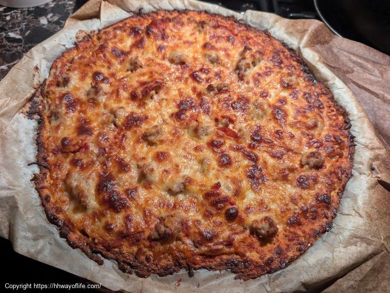 Tim's Low Carb Chicken Crust Sausage and Cheese Pizza!