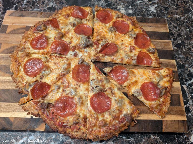 Tim's Low Carb Chicken Crust Sausage and Cheese Pizza!