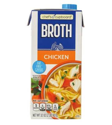 nutrition facts for 1 Cup of Chicken Broth