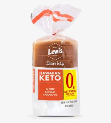 nutrition facts for 1 slice of Hawaiian Keto Bread - Lewis Bake Shop