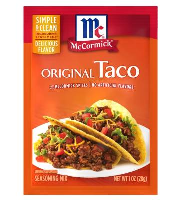 nutrition facts for 1 Packet of McCormick Taco Seasoning